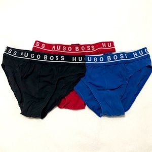 Hugo Boss 3pcs Red black blue briefs size Small NWOT